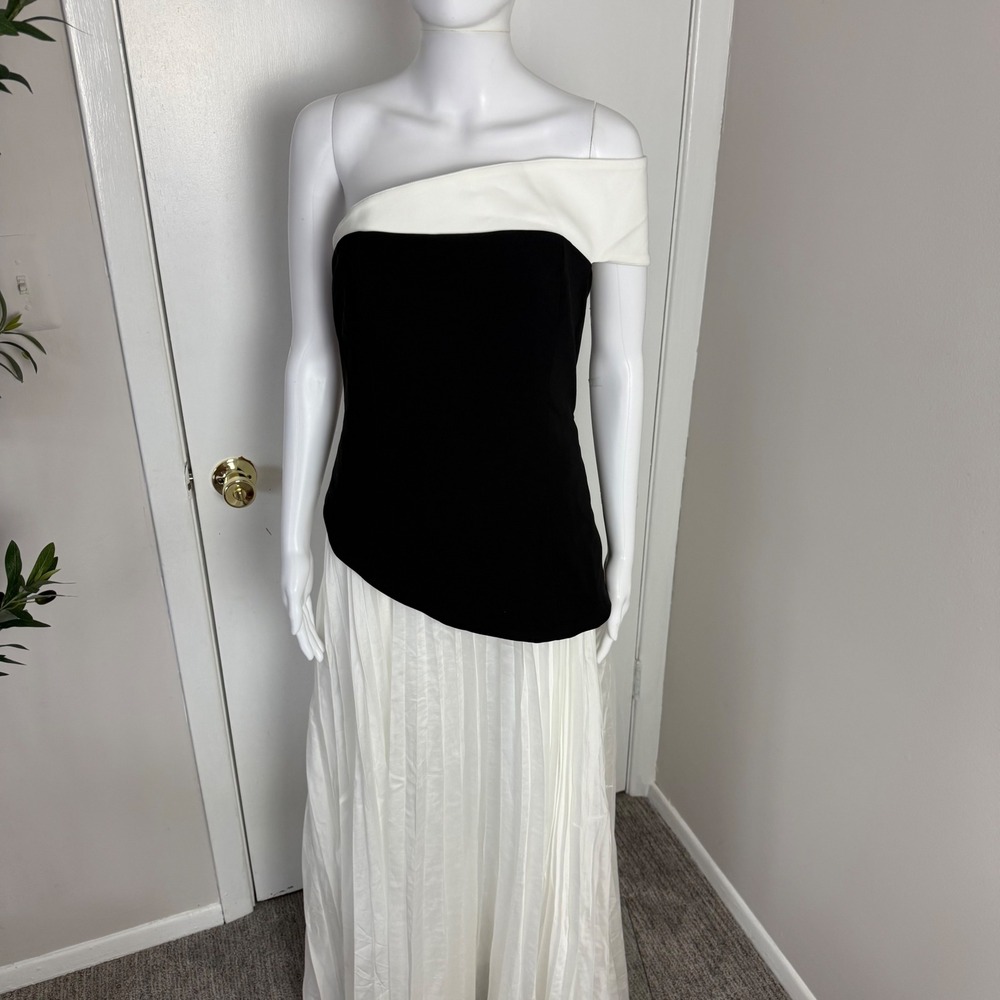 Commense Off-Shoulder Black and White Evening Gown Formal Dress Large - Picture 16 of 17